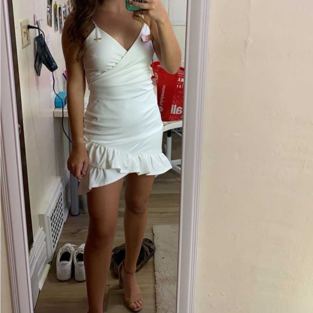 Lulus Formal White Ruffle Dress